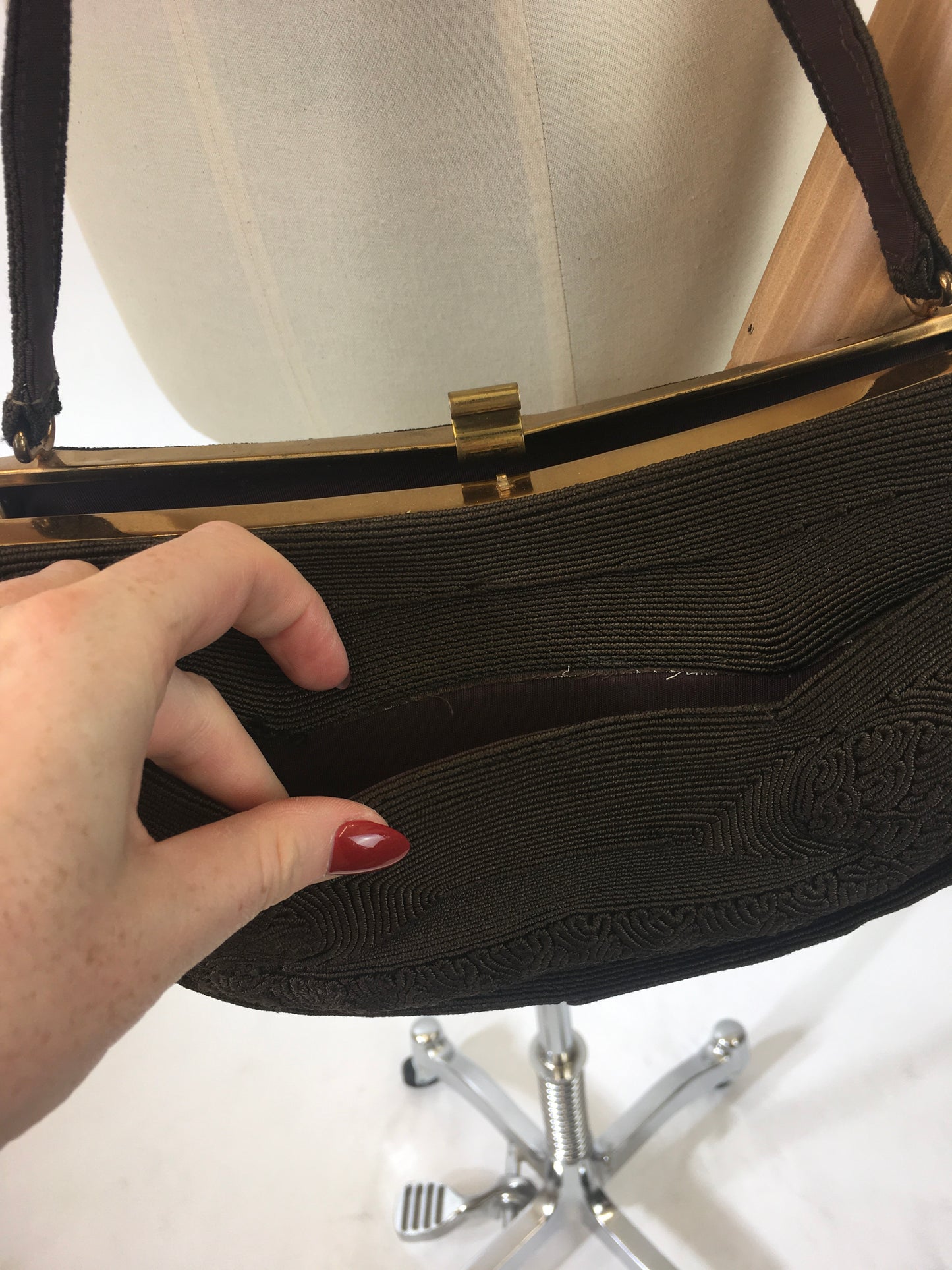 Original 1940's Stunning Corde Handbag - In Warming Brown