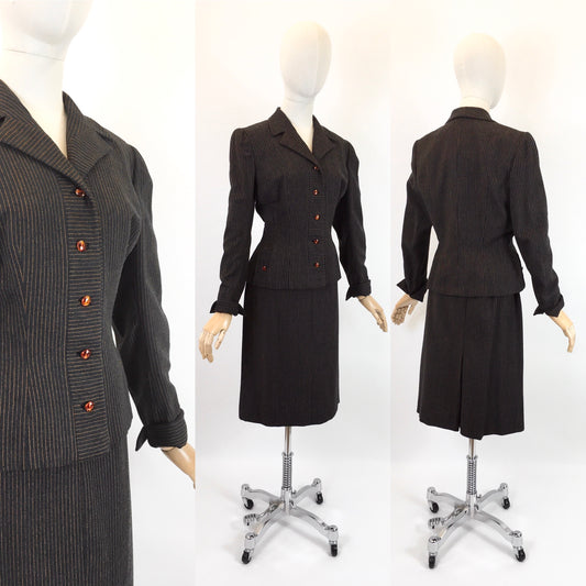 Original 1940’s Sensational American 2pc Suit by ‘ Peck and Peck’ - In Brown and Orange Pinstripe