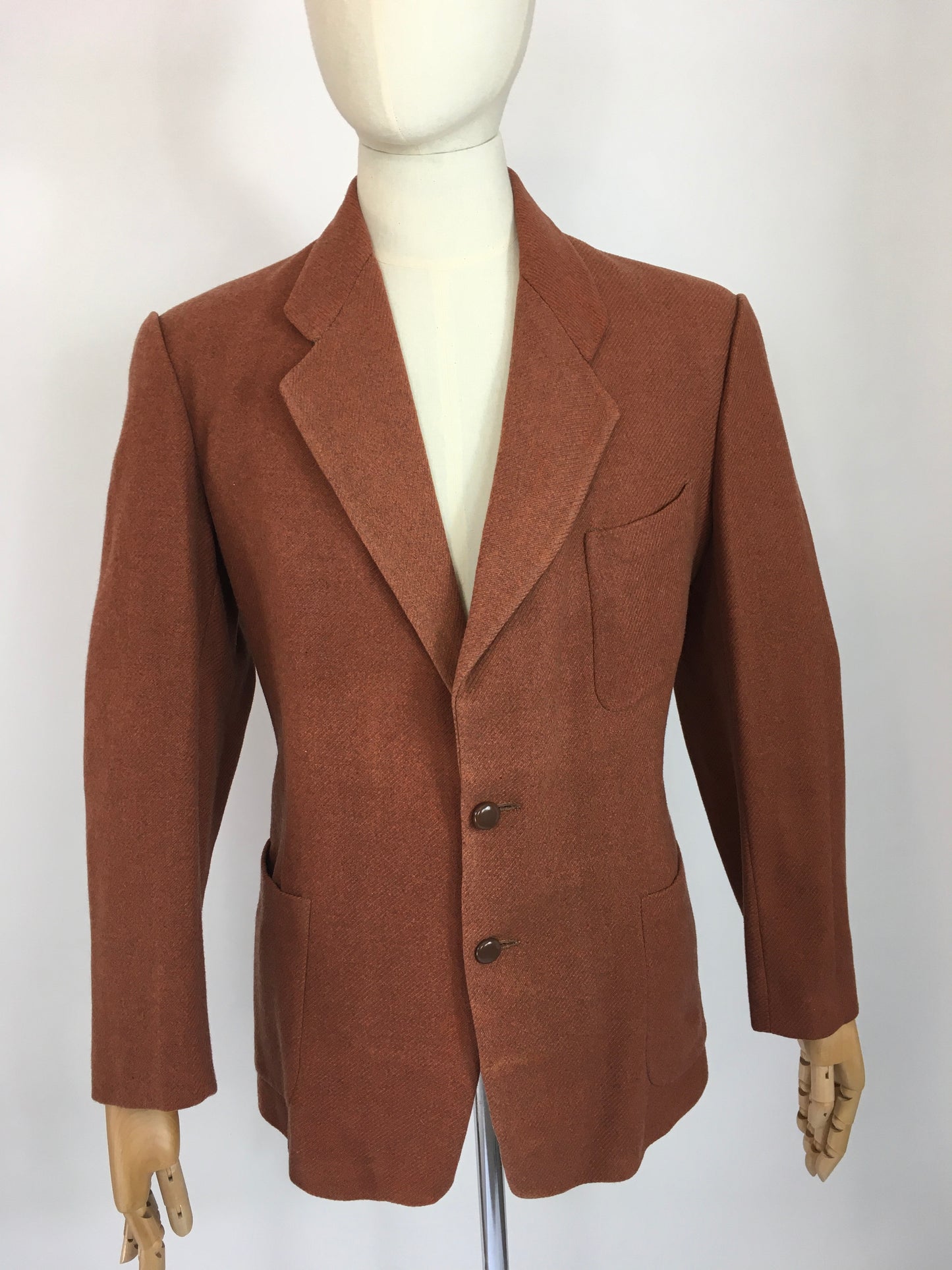 Original 1940’s Single Breasted Gents Jacket - In A Classic Period Rust Wool