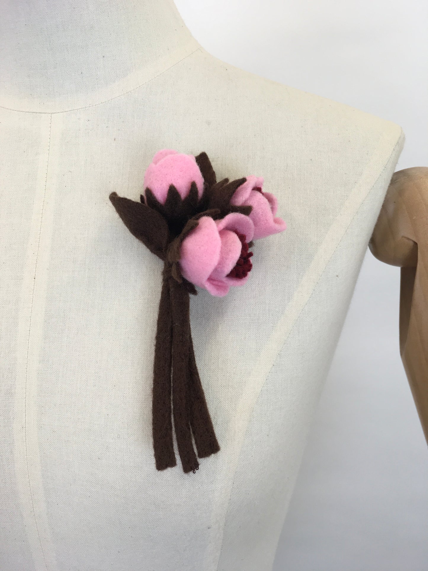 Reproduction Vintage 1940’s Make Do and Mend Floral Corsage - In A Lovely Pink & Brown Colour Way