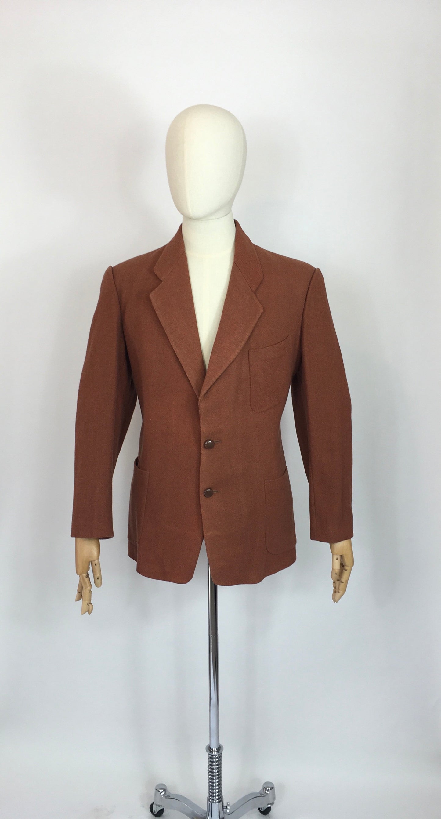 Original 1940’s Single Breasted Gents Jacket - In A Classic Period Rust Wool