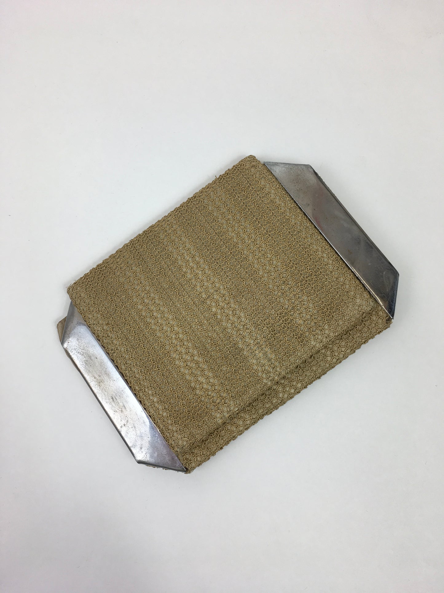 Original 1920's / 1930's Fabulous Summer Clutch Bag - In A Natural Straw Weave with Silver Plate Side Panels