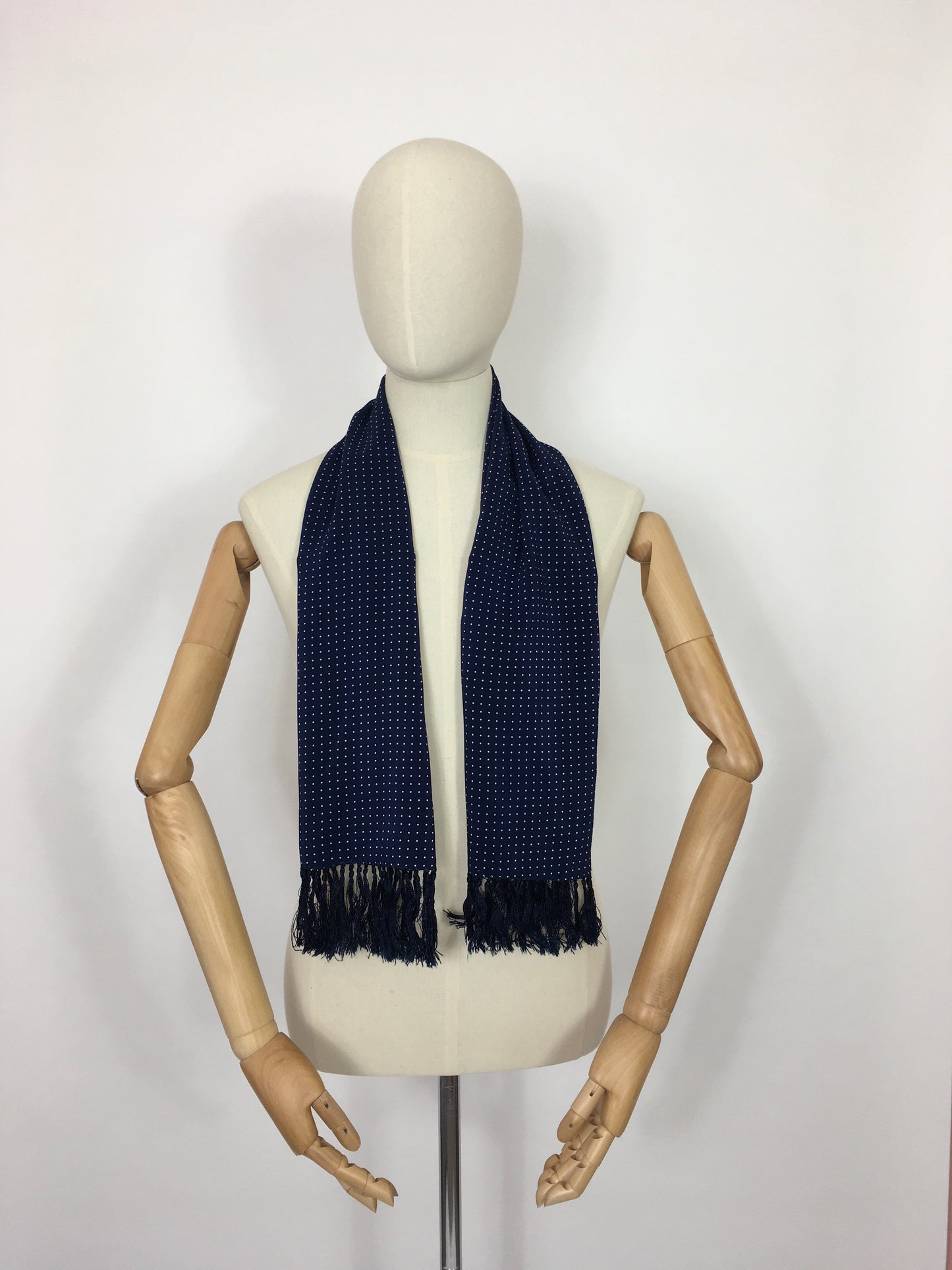 Original 1940’s Mens Scarf By ‘ Tootal ‘ - Lovely Navy and White Polka ...