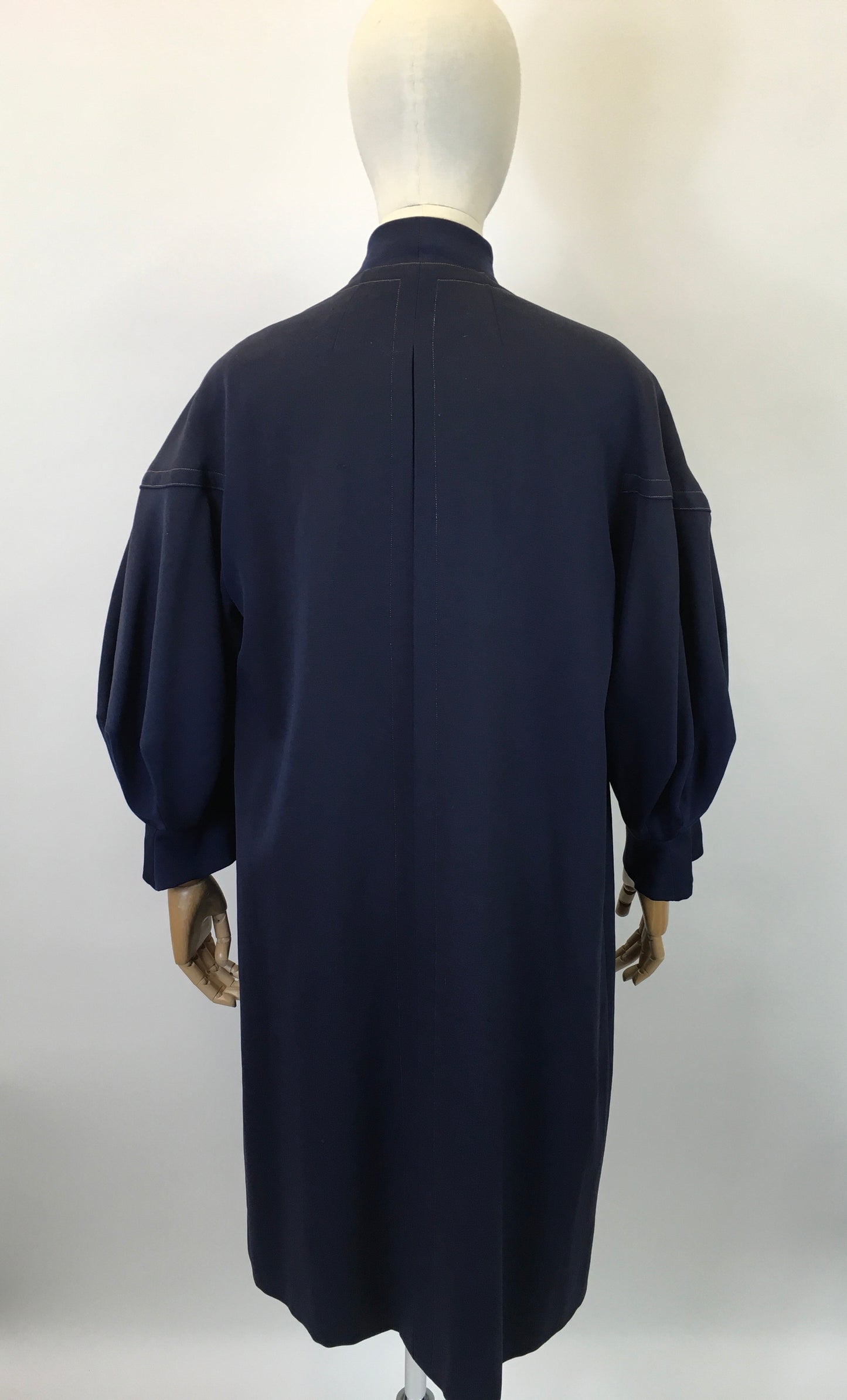 Original Late 1940’s Early 1950’s Stunning Navy Coat - With Phenomenal Bishop Sleeves