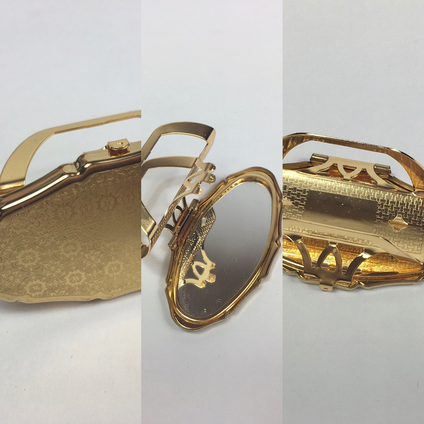 Original 1950’s Stratton Lipview - In A Lovely Warm Gold with Floral Etched Pattern