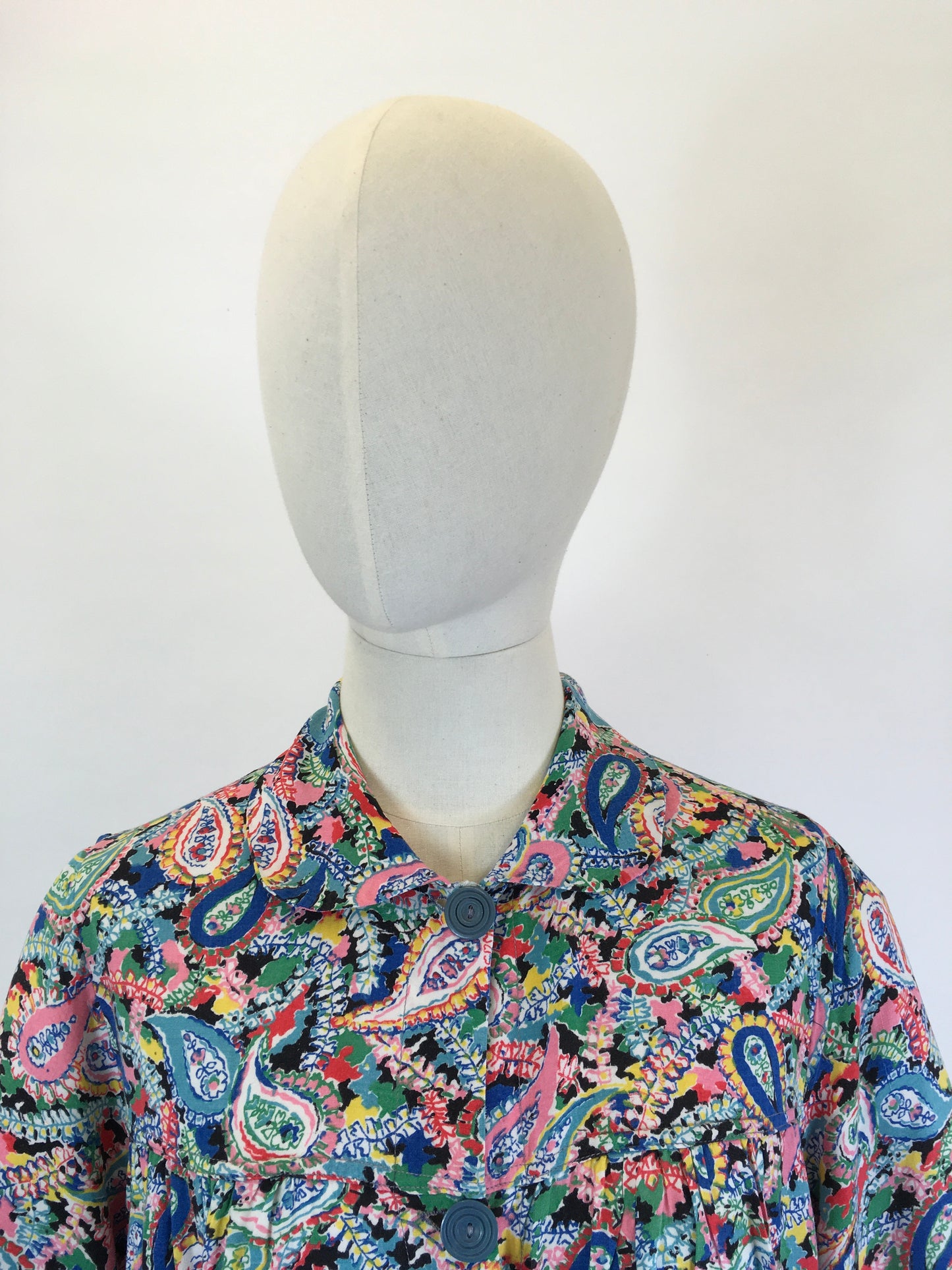 Original 1940’s CC41 Stunning Cotton Smock - In the Most Vibrant Floral & Paisley Print