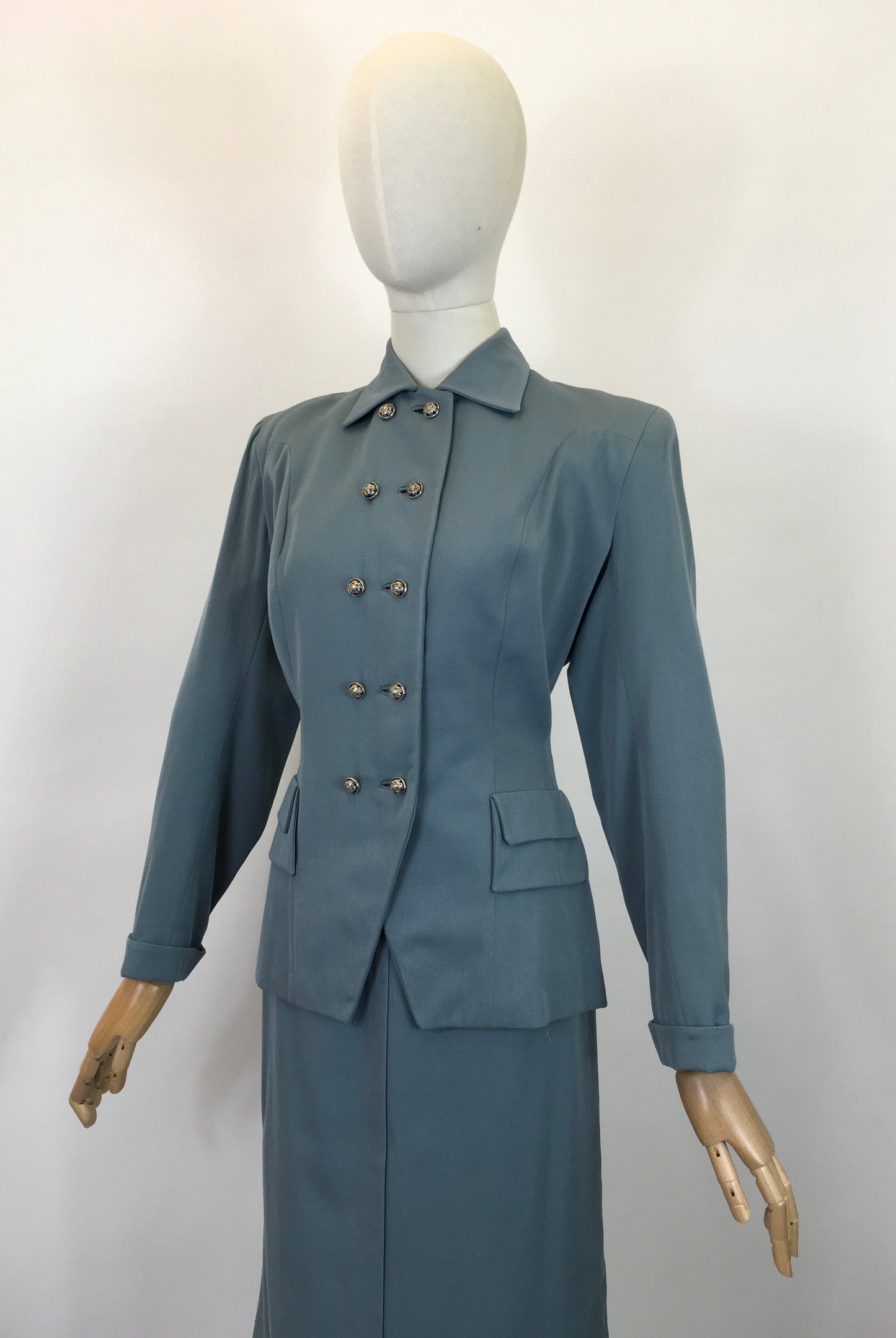 Original 1940's Stunning Double Breasted 2pc Suit - In A Powder Blue