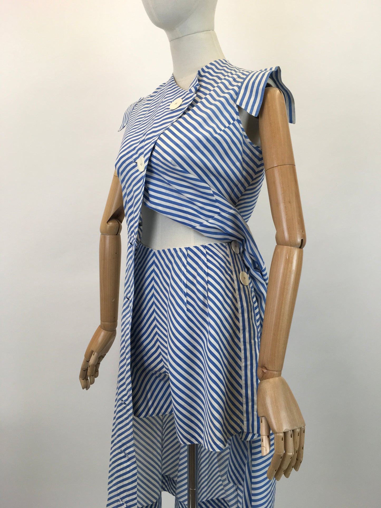 Original 1930's Sensational Dress & Shorts Set - In A Classic Blue & White Stripe
