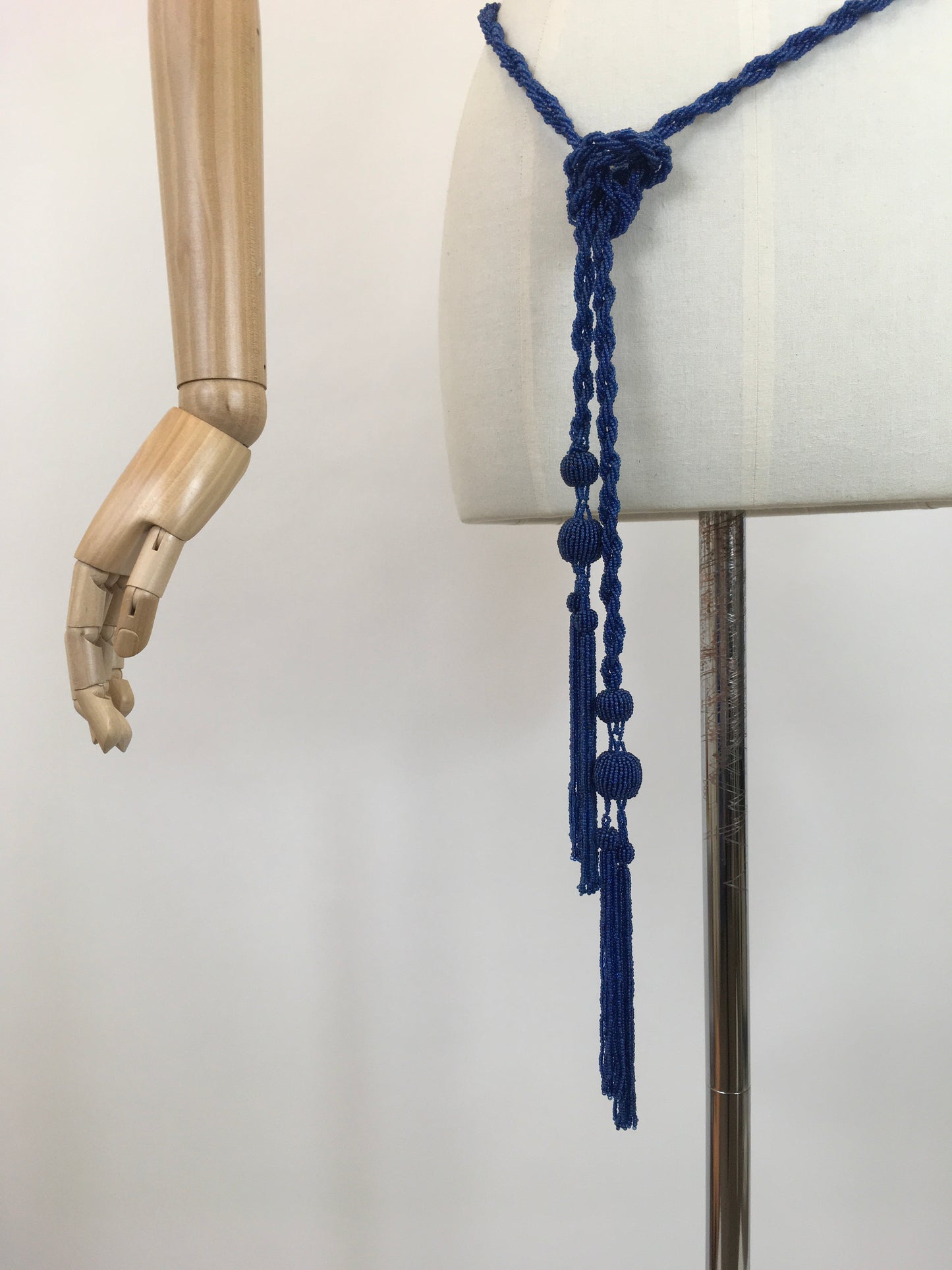 Original 1920's Sublime Beaded Tassel Belt - In a Stunning Cobalt Blue