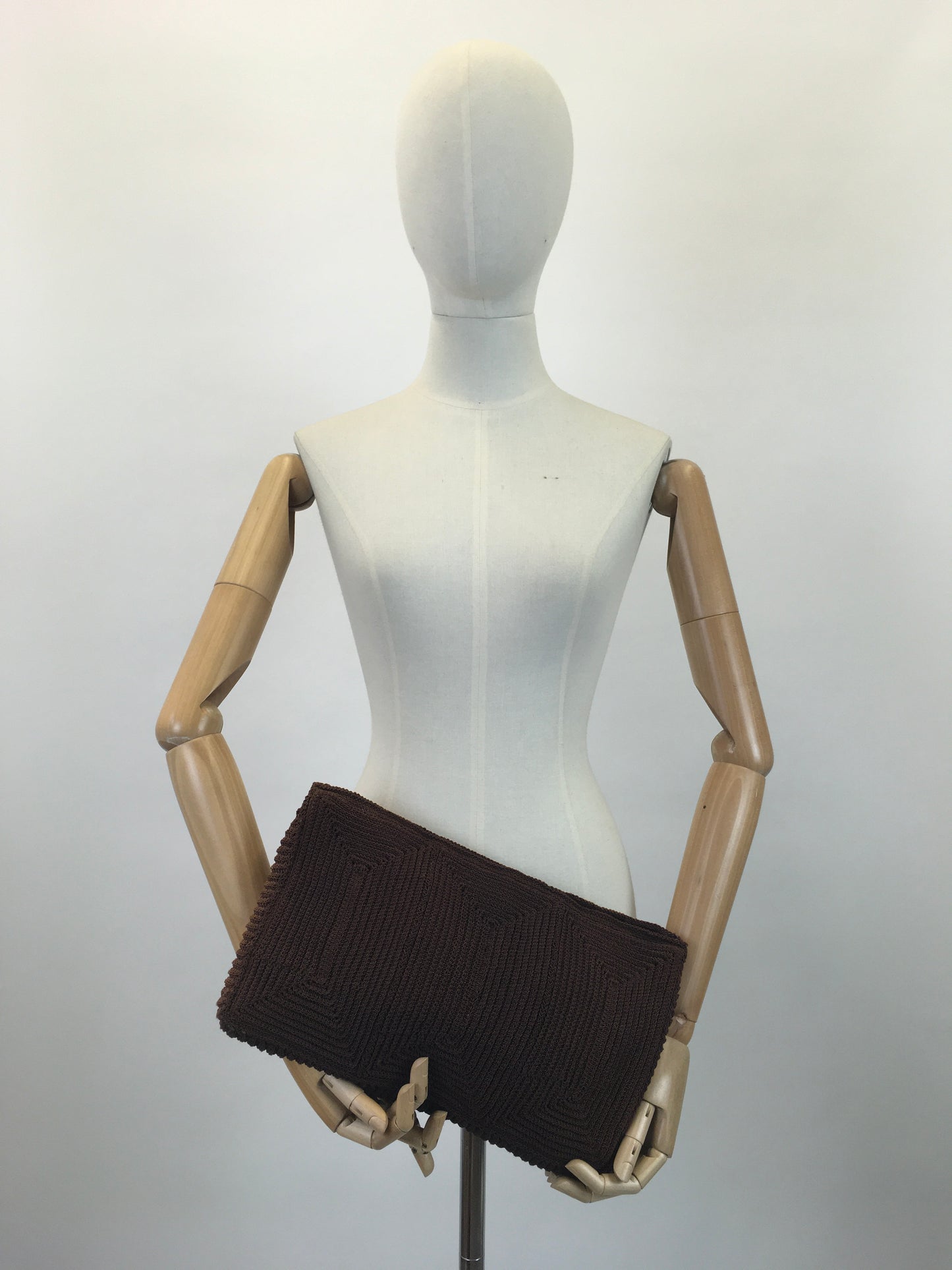 Original Beautiful 1940's Large Rectangular Clutch - In a Warming Brown Knit