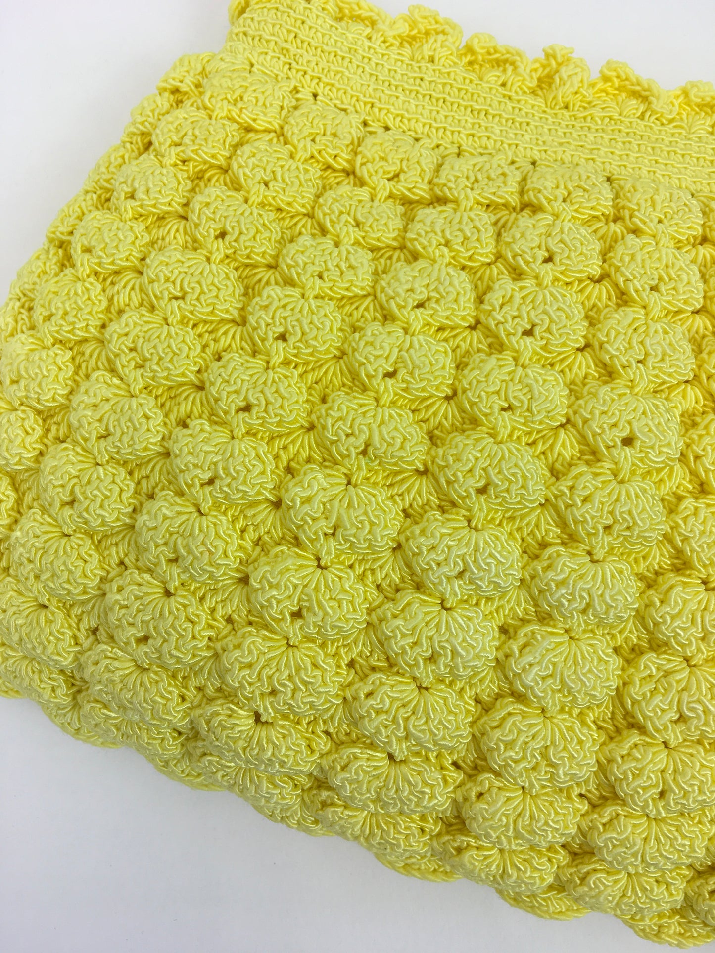 Original 1940s Popcorn Knitted Handbag - In a Glorious Sunshine Yellow