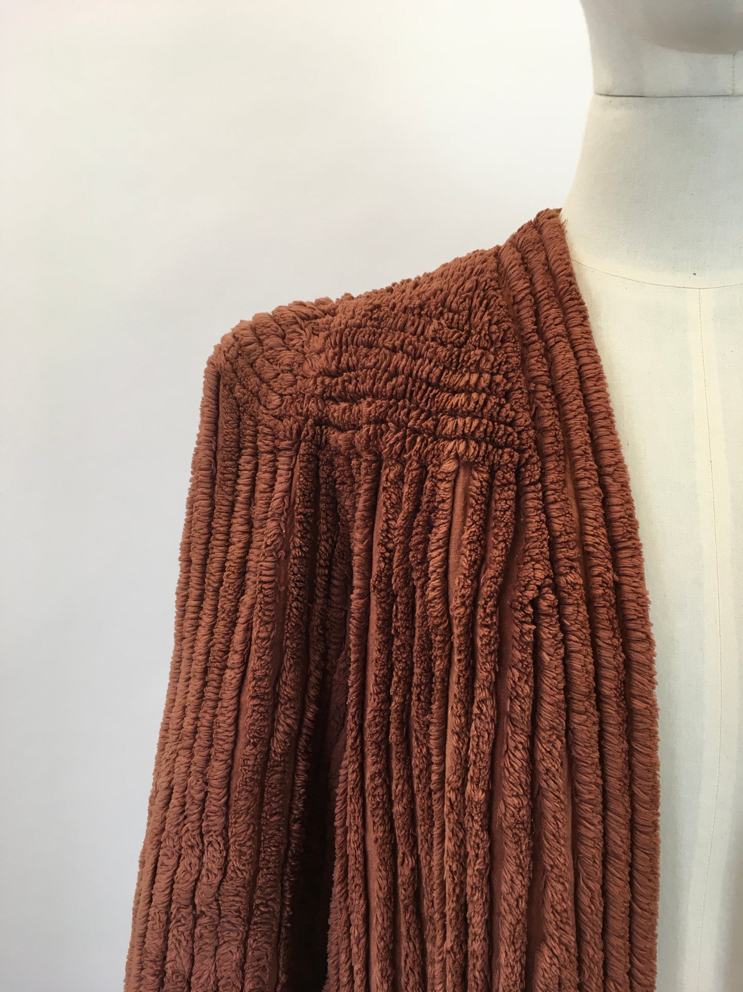 Original 1940's Sensational Rare Chenille Coat - In A Warming Chocolate Brown