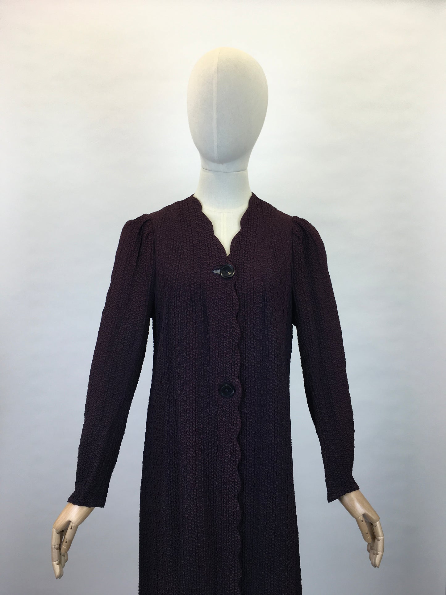 Original 1930s Summer Overcoat - In a Fabulous Textured Waffle Crepe in Faded Navy