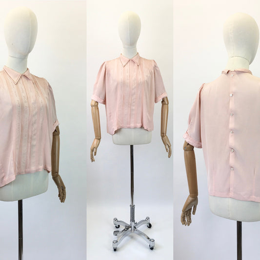 Original 1940's Darling Silk Blouse - In A Powdered Pink