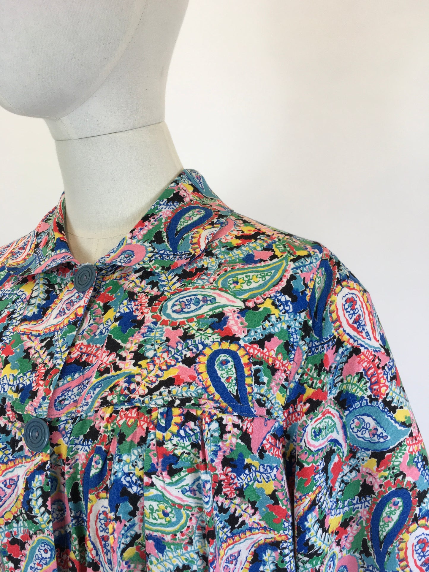 Original 1940’s CC41 Stunning Cotton Smock - In the Most Vibrant Floral & Paisley Print