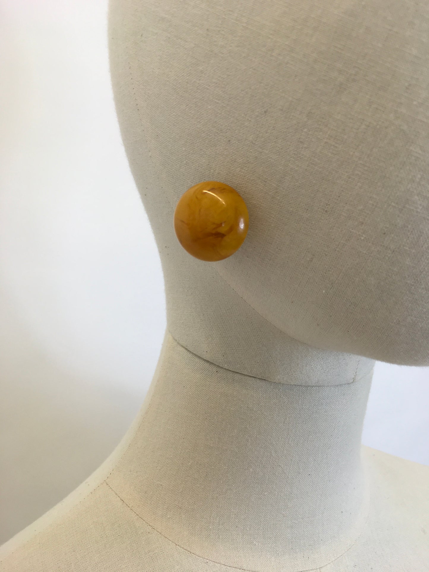 Original 1950’s Chunky Bakelite Clip On Earrings - In A Marbled Orange