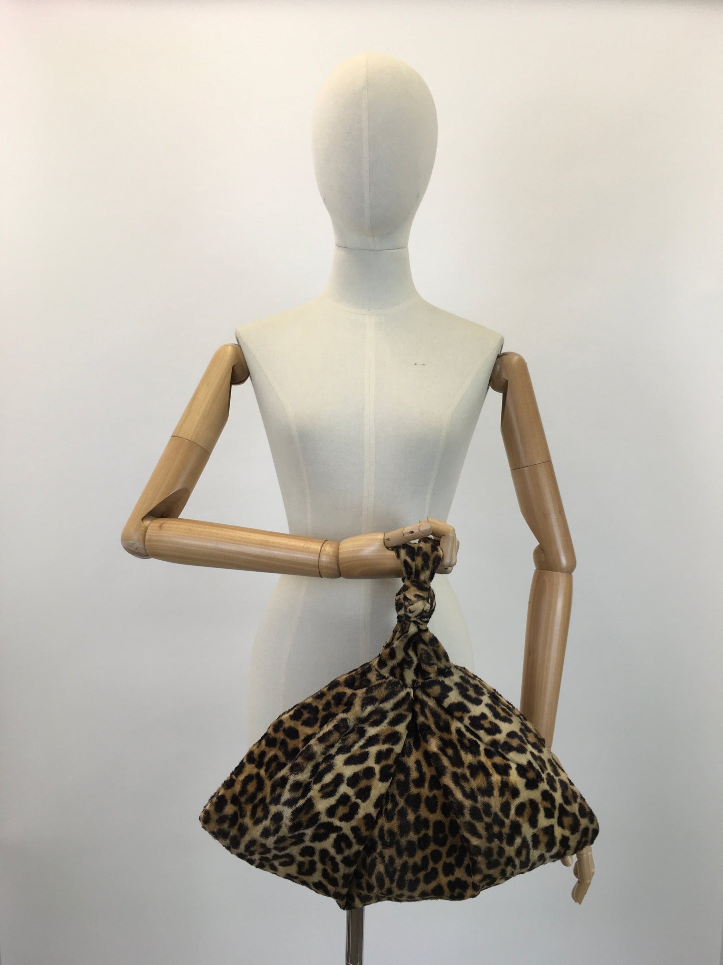 Original 1940's Fabulous Faux Fur Slouchy Handbag - In Leopard Print