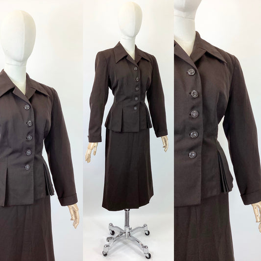 Original 1940’s Stunning American 2pc Suit - In Chocolate Brown