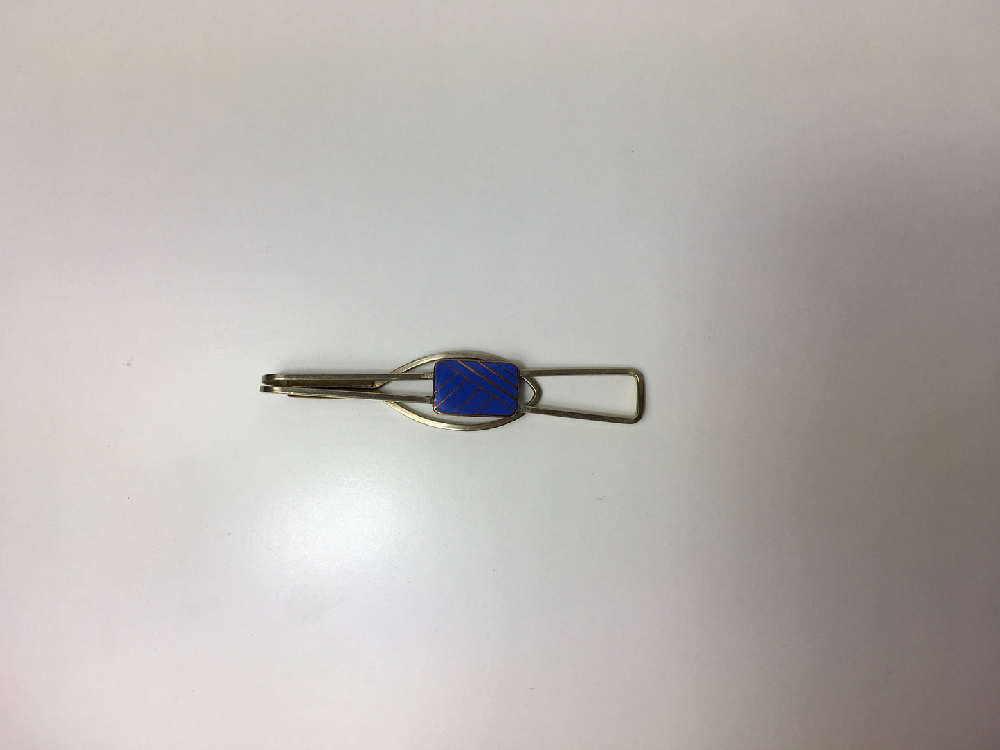 Original Gents Tie Pin - Lovely Shape and Has A contrast Geometric Blue to the Front