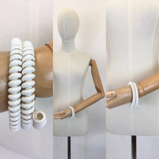 Original Late 1940’s Telephone Cord Bracelet in White - A Fabulous Statement Piece