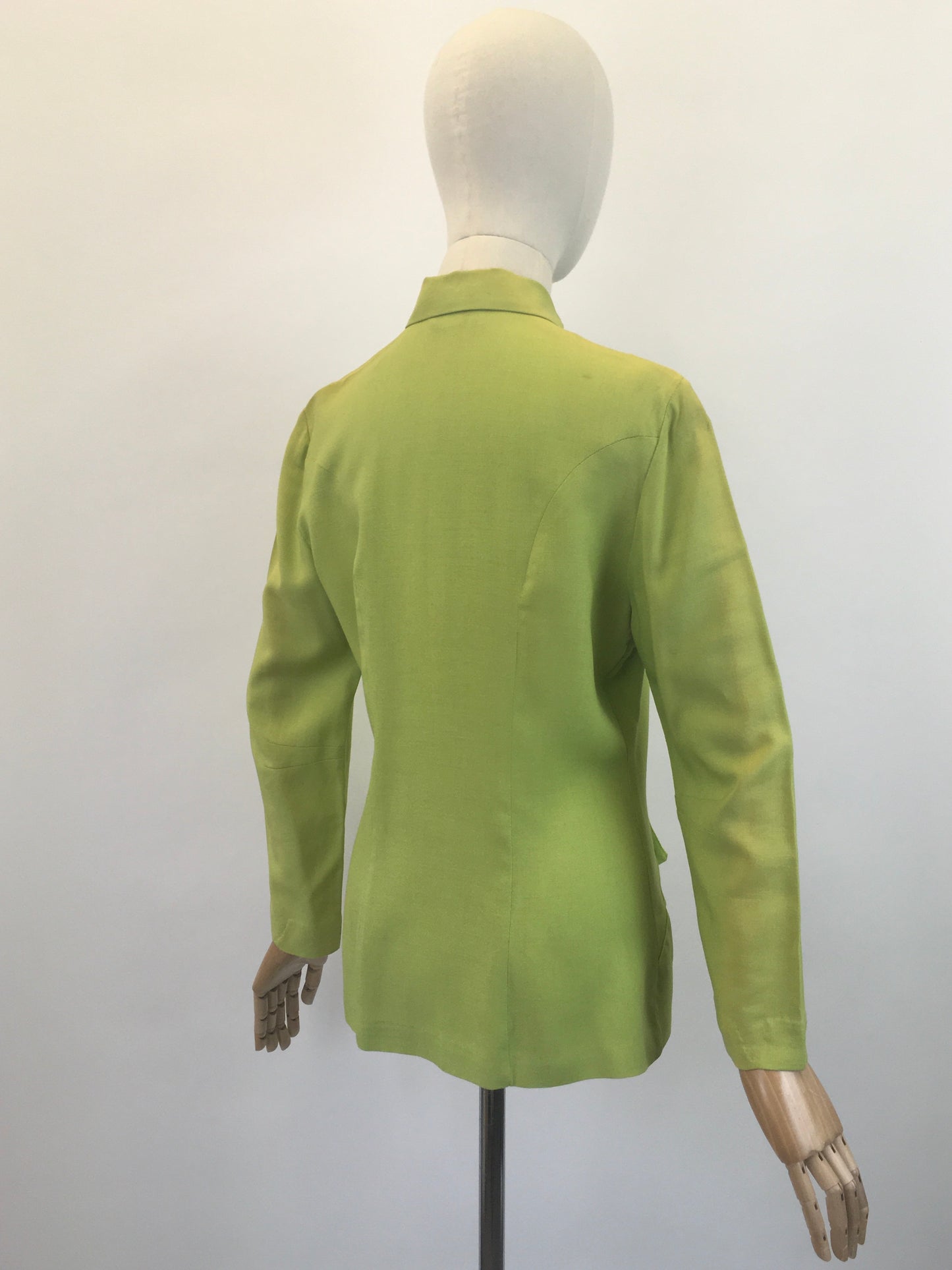 Original 1940's Fabulous Linen Jacket - In A Bright Chartreuse With Lovely Details