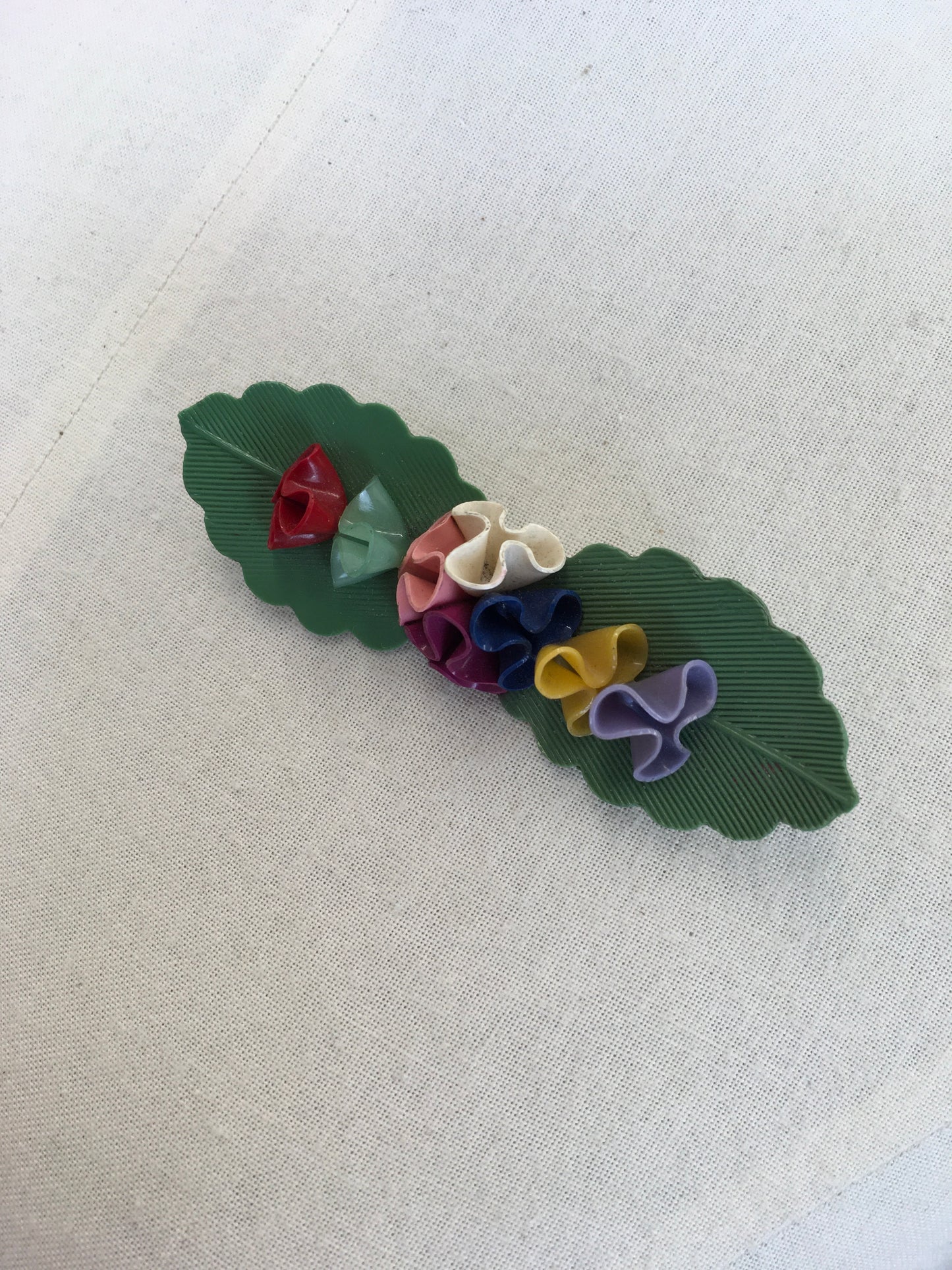 Original 1940’s Make do and Mend Early Plastic Brooch - War Time Pallet of An English Cottage Garden