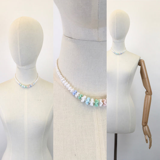 Original 1940’s Darling Glass Necklace with Graduated Beads - In Pastel Delights