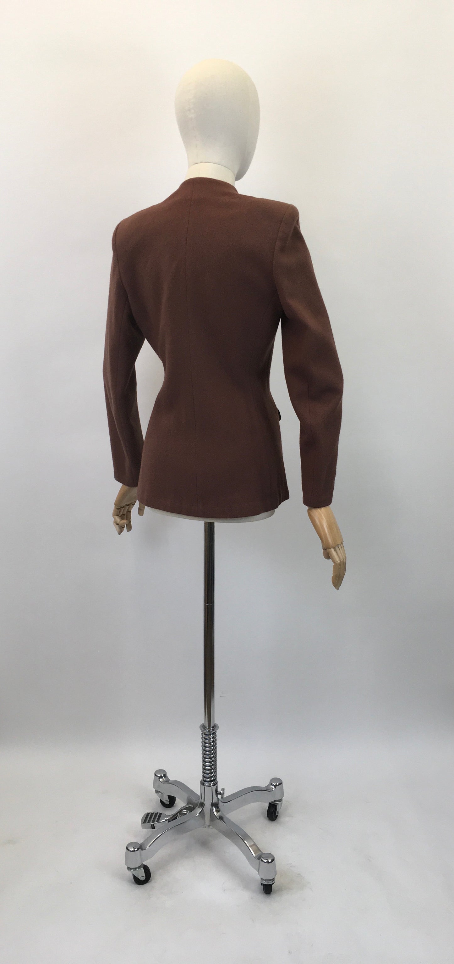 Original 1940's Darling Woollen Jacket - In A Caramel Brown With Green Piping