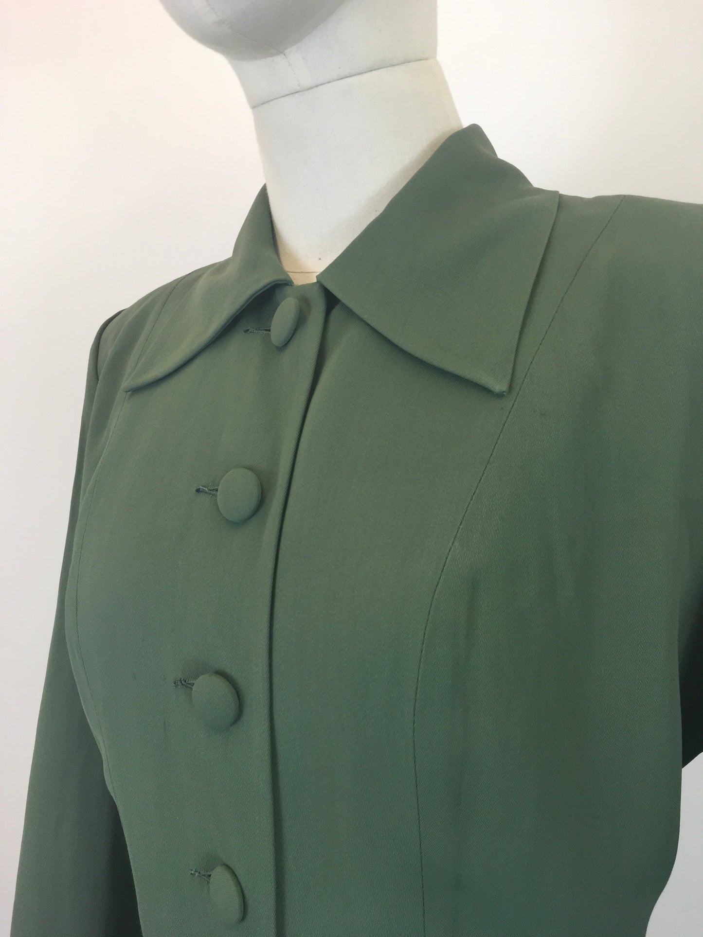 Original 1940's Fabulous 2pc Gabardine Suit - In A Soft Sage Green