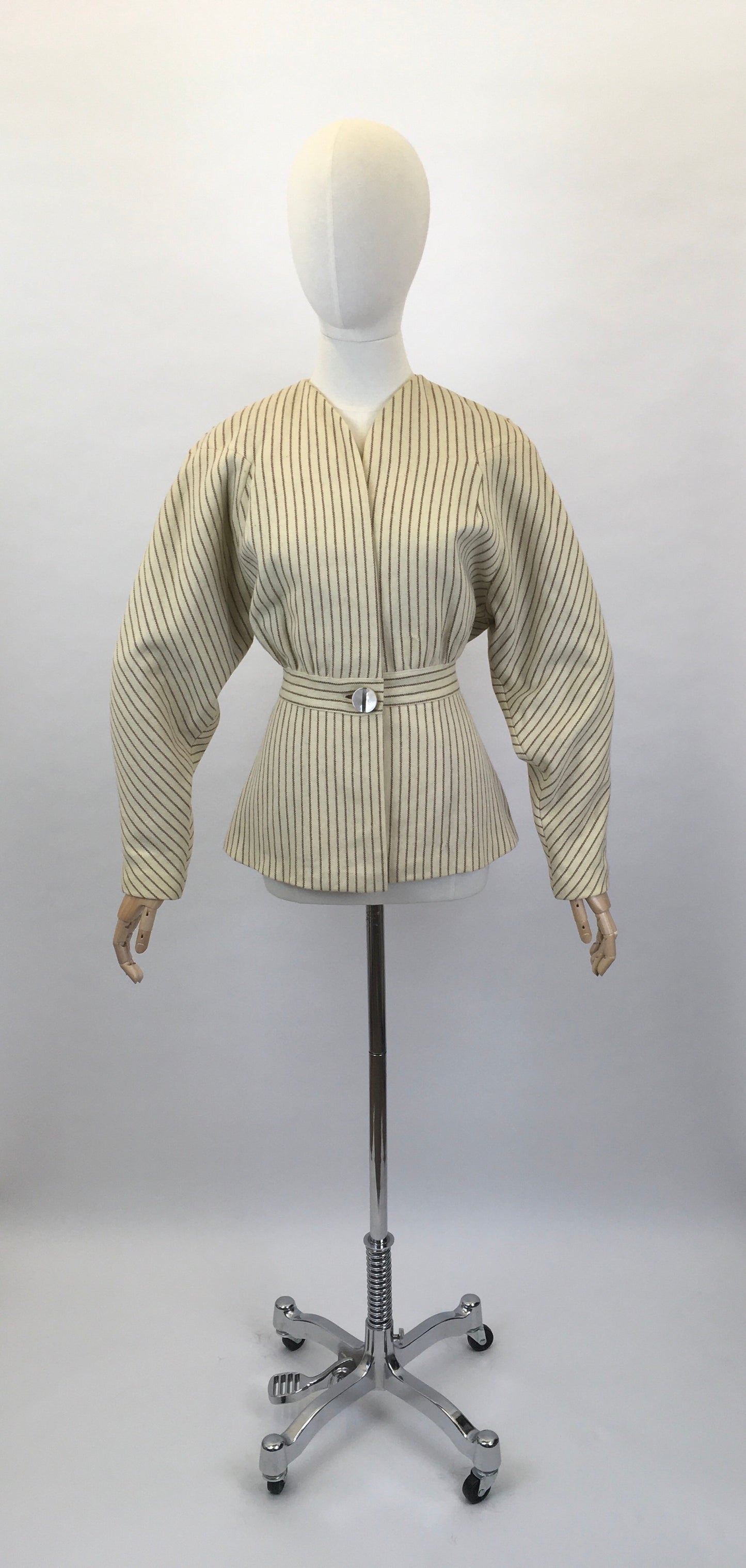Original 1940’s Cream and Brown Striped Jacket - A ‘ Original Richi’s Hollywood ‘ Label