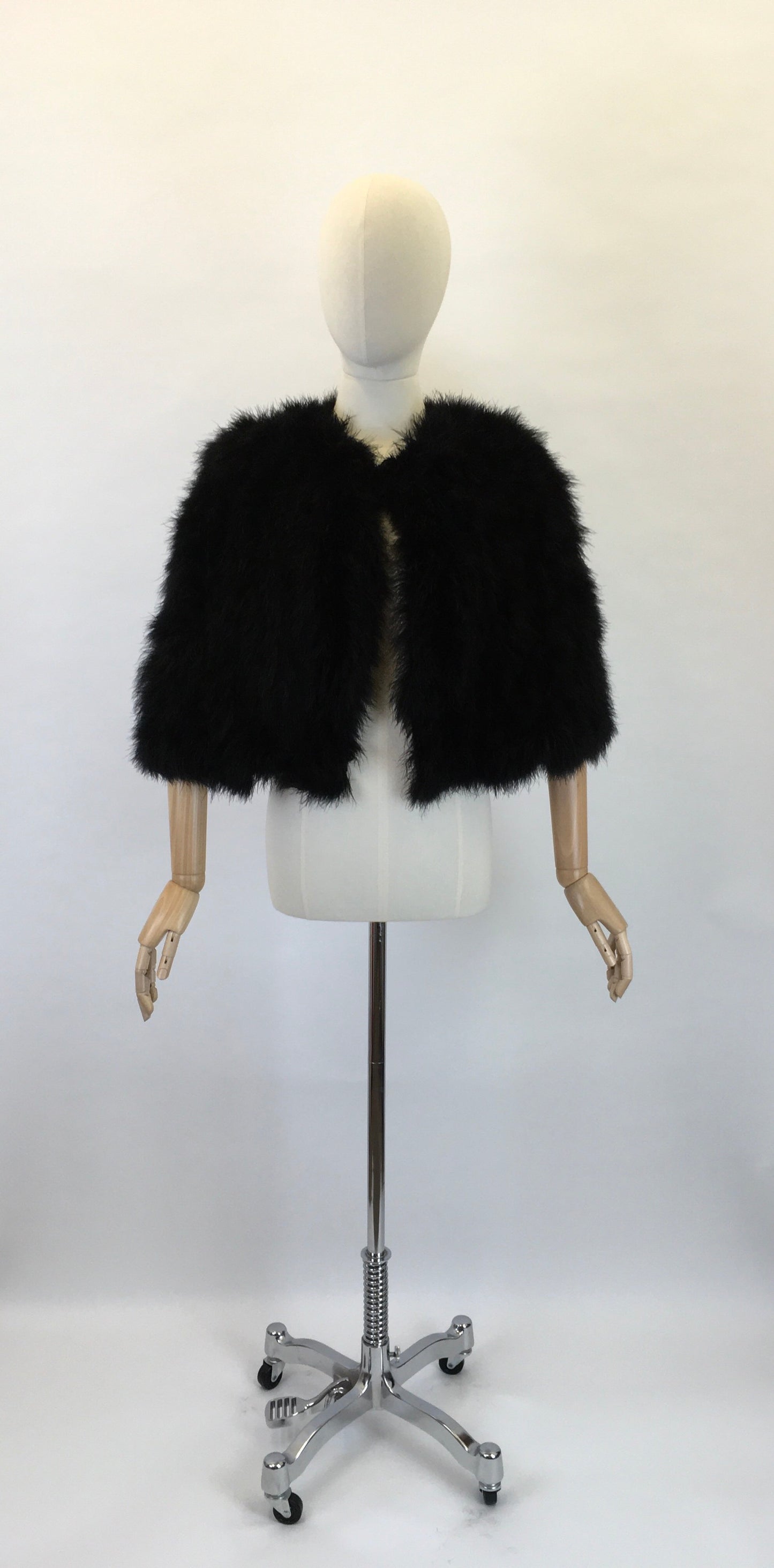 Original 1930s Black Marabou Feather Capelet - Made By ‘ Springfield Made In England ‘