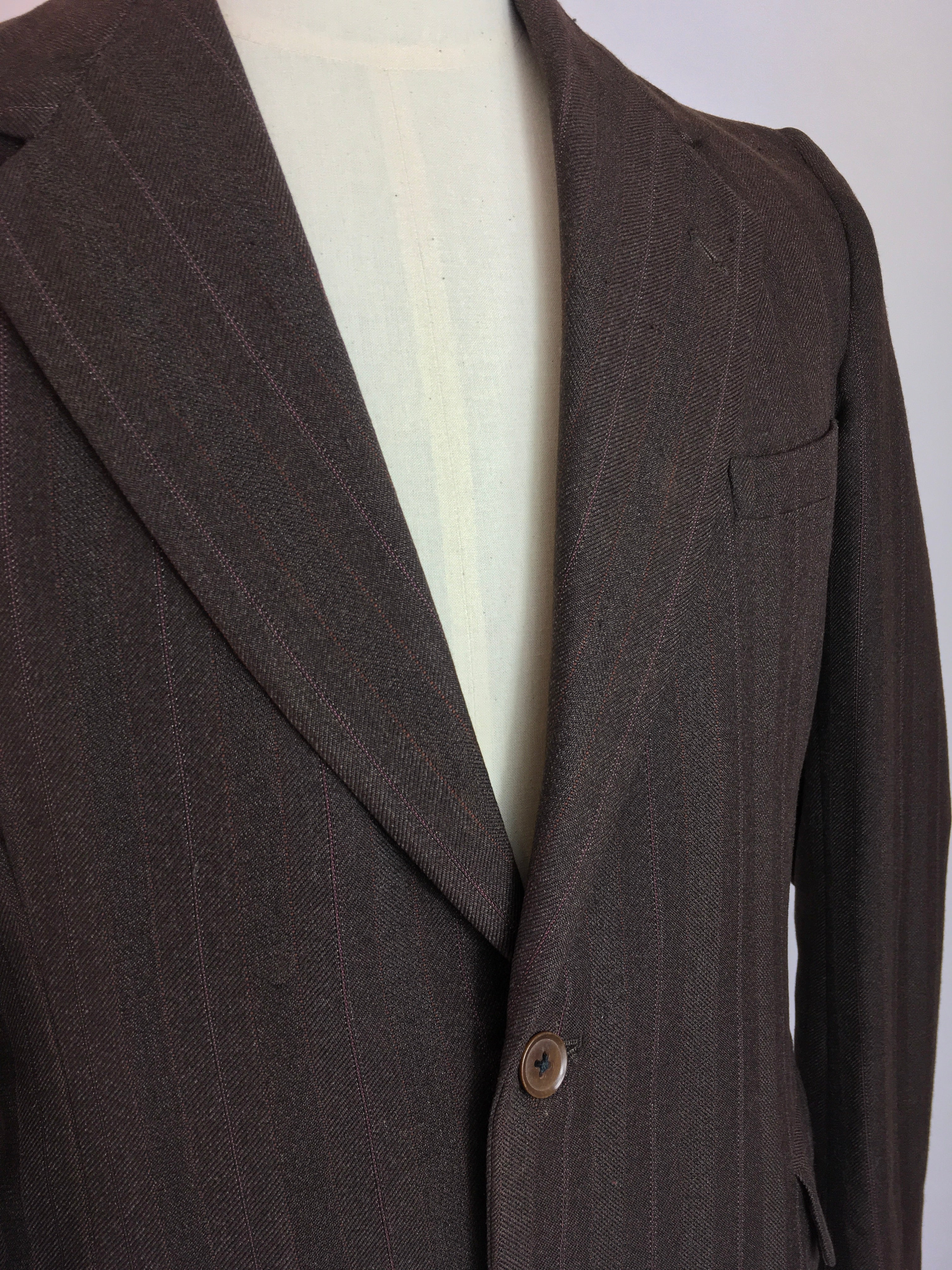 Original 1940’s CC41 Montague Burton Jacket - In a Lovely Brown with Orange  and Pink Pinstripe