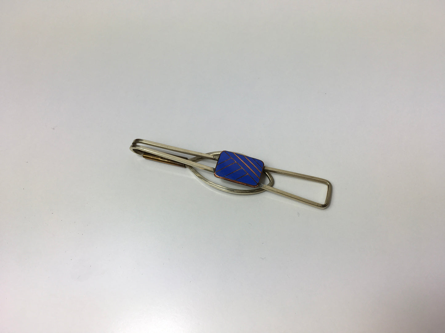 Original Gents Tie Pin - Lovely Shape and Has A contrast Geometric Blue to the Front