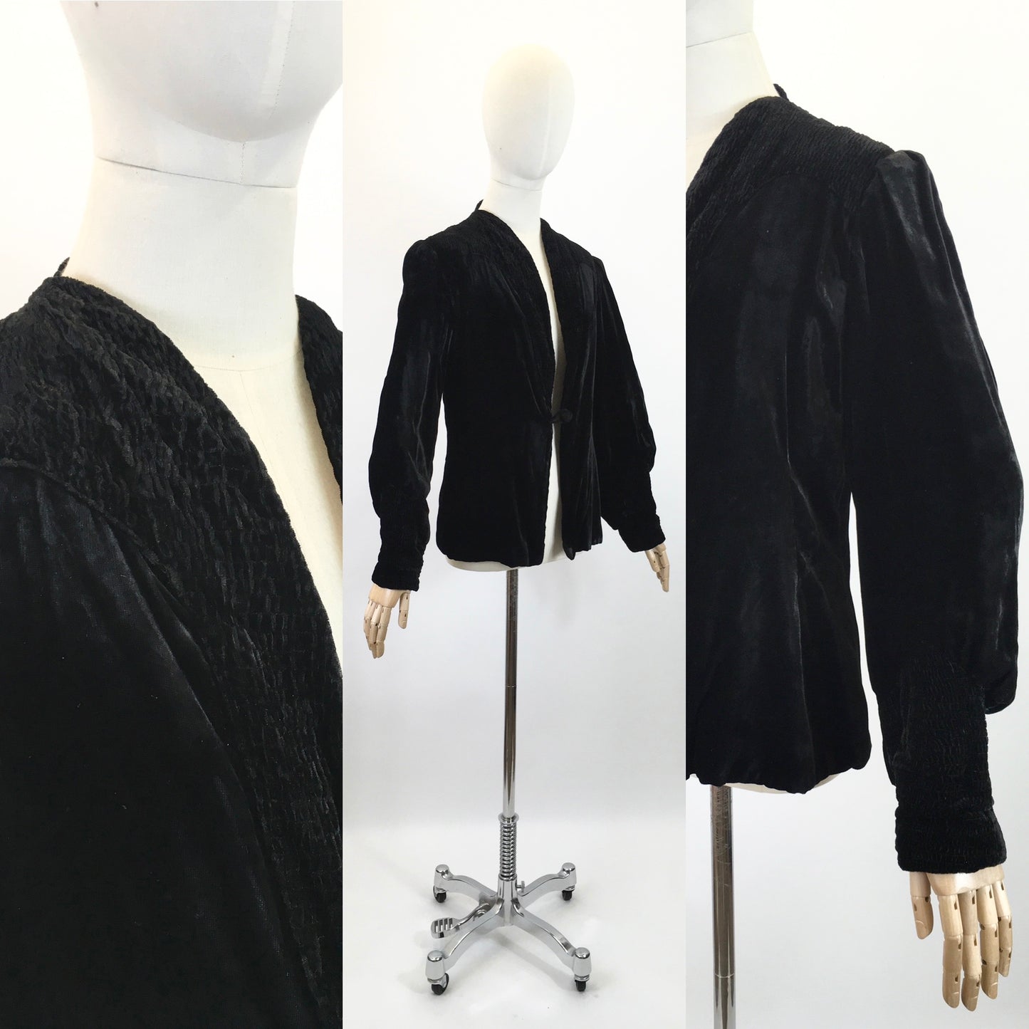 Original 1920's / 1930's Exquisite Evening Jacket - In Black Silk Velvet With Stunning Details