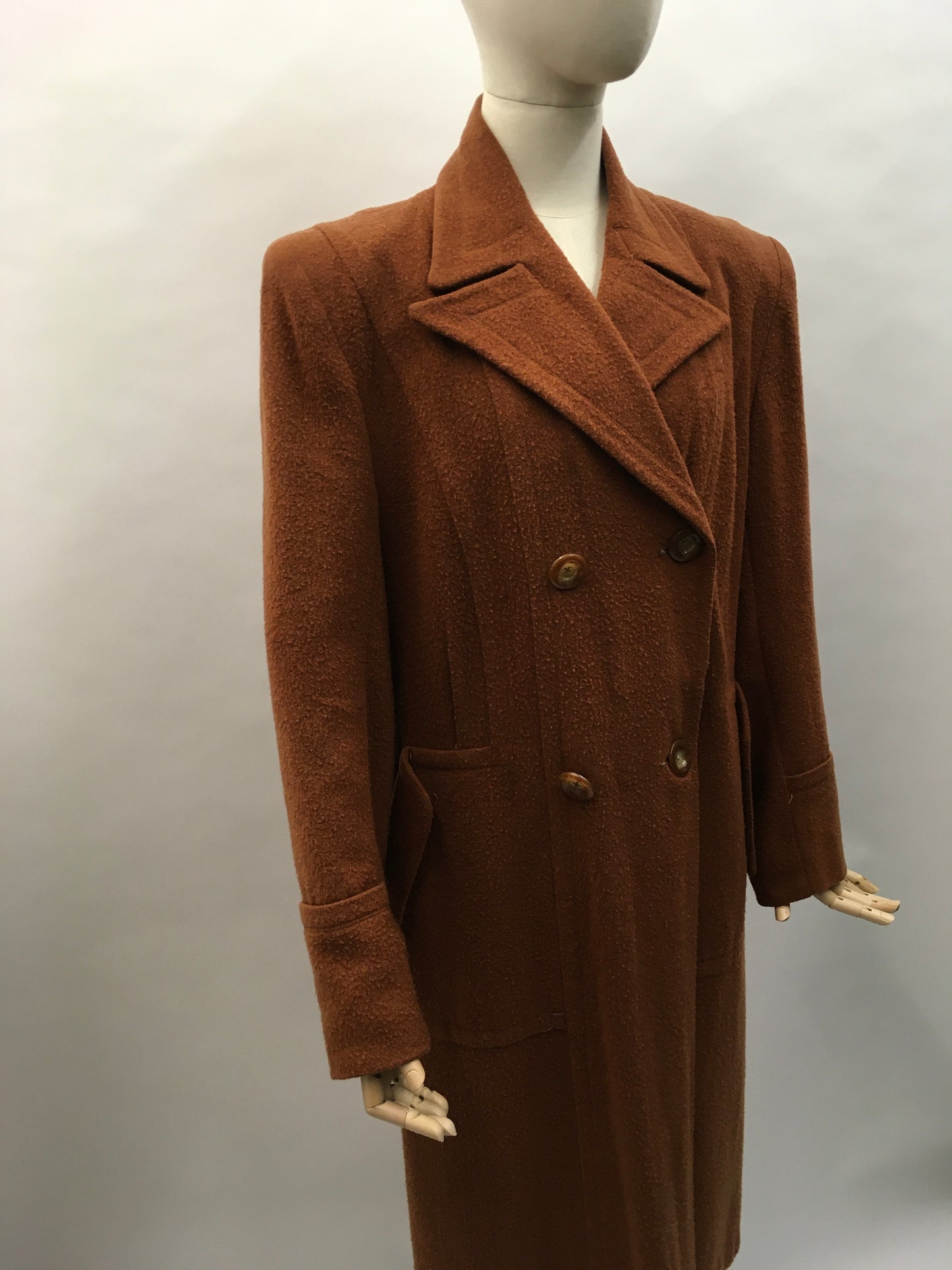 Original 1940s Utility CC41 Rust Coat - Exquisitely Tailored in a lovely soft rust wool
