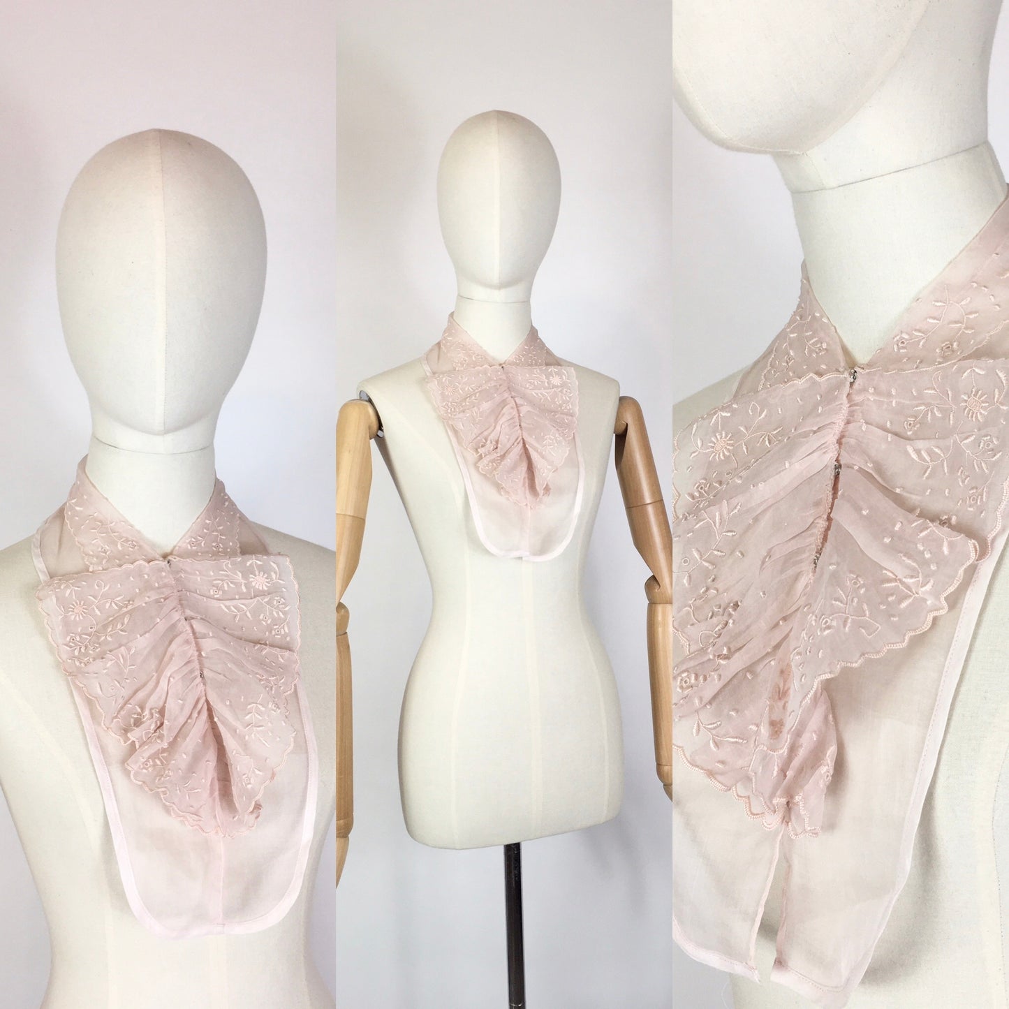 Original 1930’s Broderie Anglaise Dickie - By Saks Fifth Avenue in A Powdered Pink