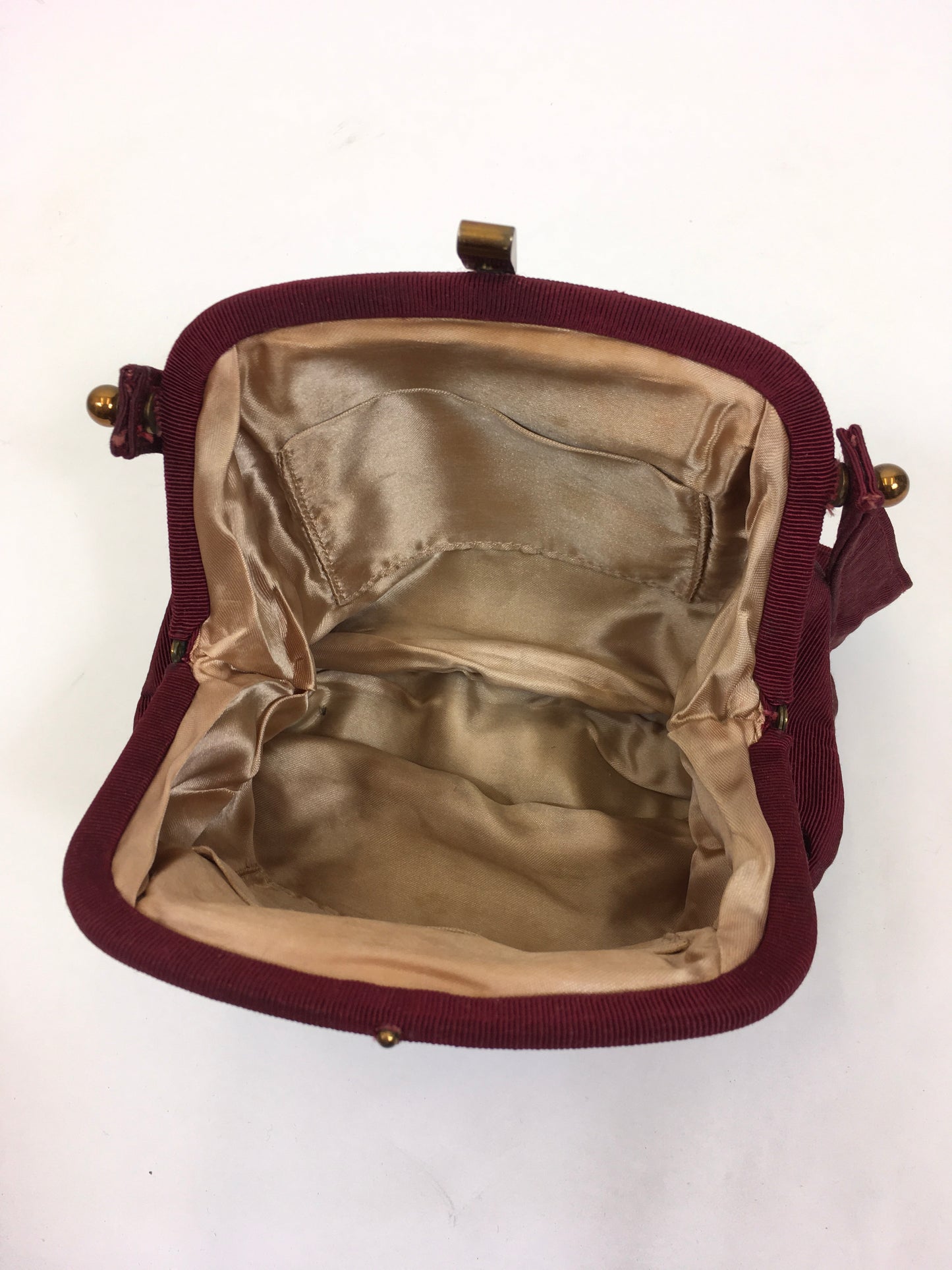 Original 1940's Stunning Grosgrain Handbag - In A Warm Winter Berry