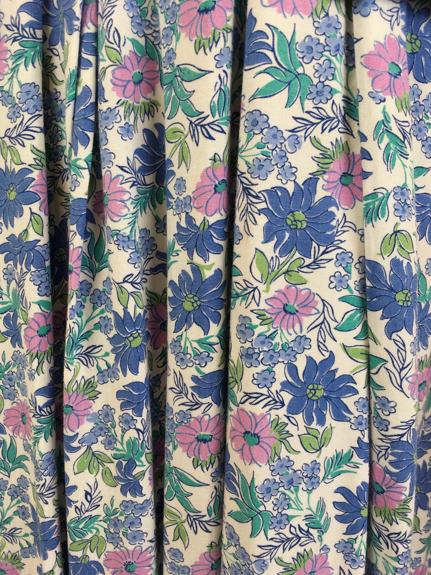 Original 1940’s Gorgeous Floral Cotton Day Dress - In Summertime Blues, Pinks, Purples & Greens