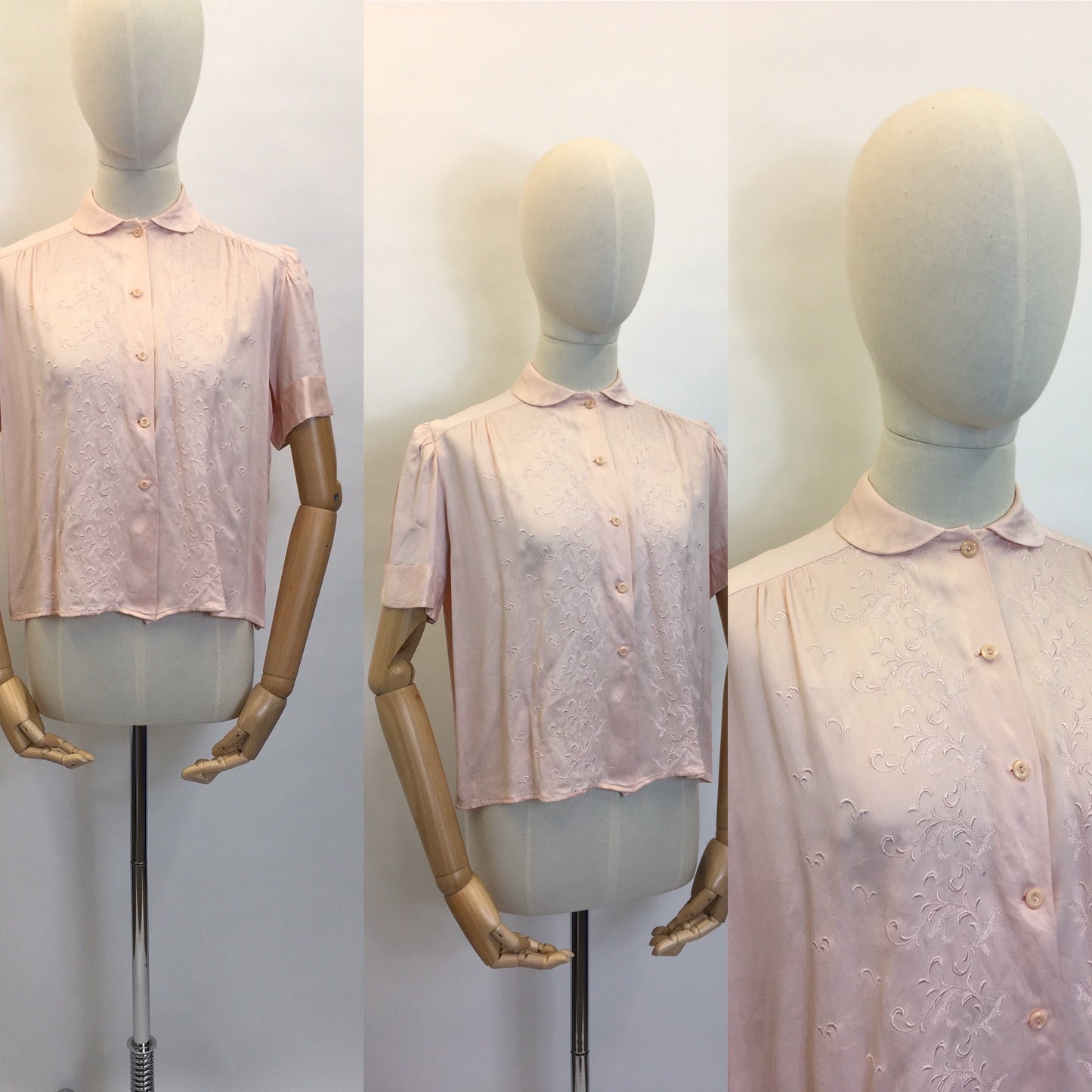 Original 1940’s Cc41 Utility Blouse - Made From A Beautiful Powdery Pink Silk