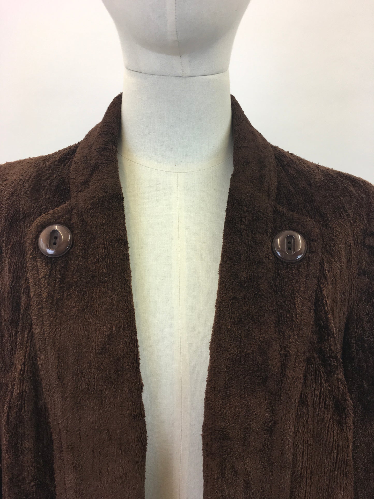 Original 1940's Stunning Chenille Velvet Swing Jacket - In A Deep Chocolate Brown