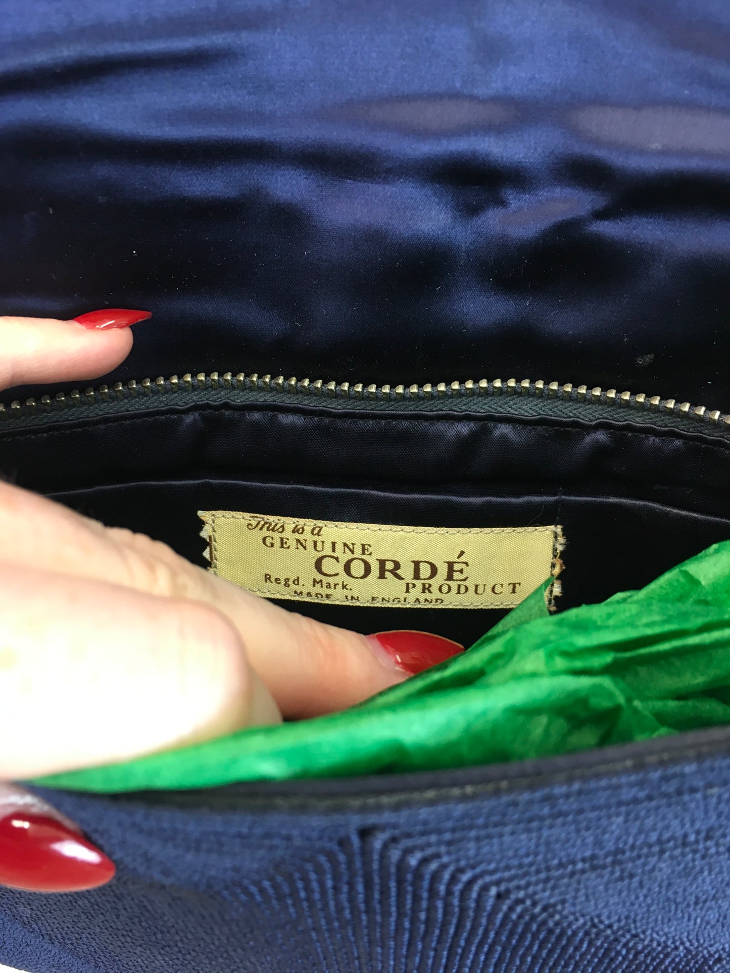 Original 1940's Sensational Navy Corde Clutch Bag - With Beautiful Details