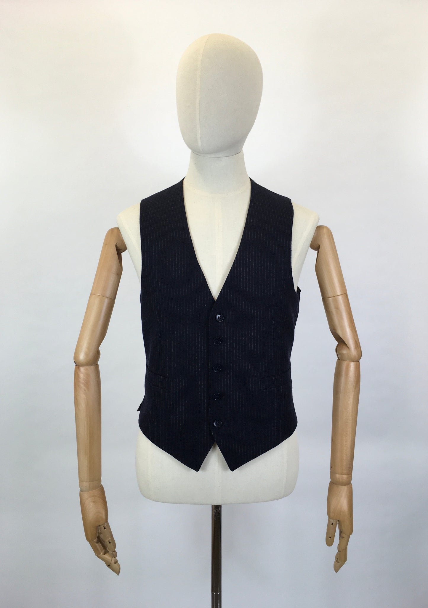 RESERVED DO NOT BUY - Original Gents Pinstripe Wool Waistcoat - With Button Front, Pockets & Backstrap Fastening