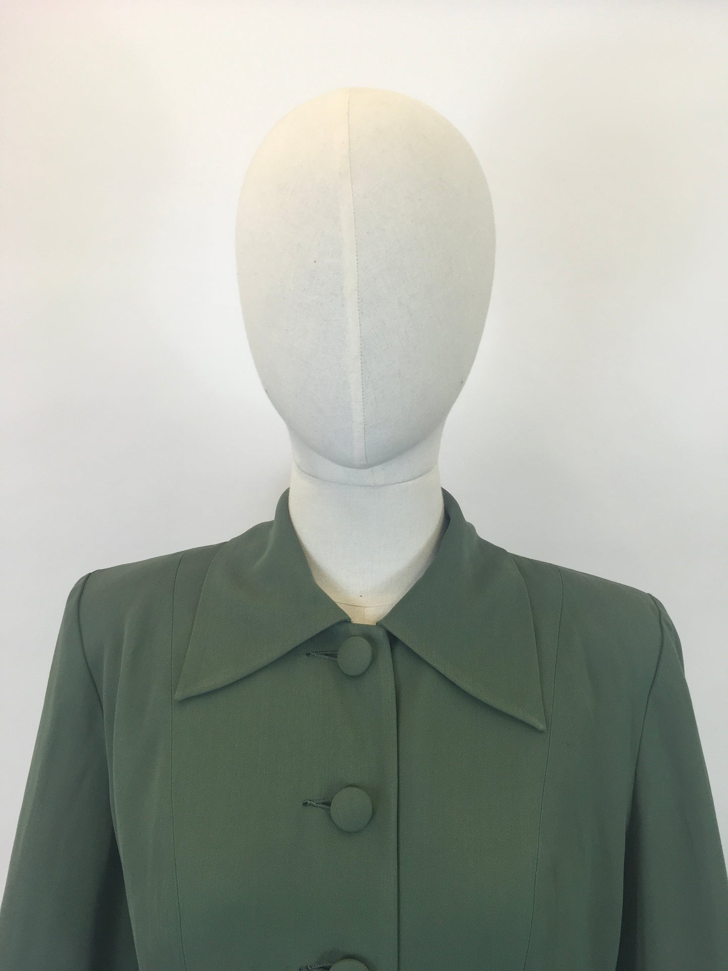 Original 1940's Fabulous 2pc Gabardine Suit - In A Soft Sage Green