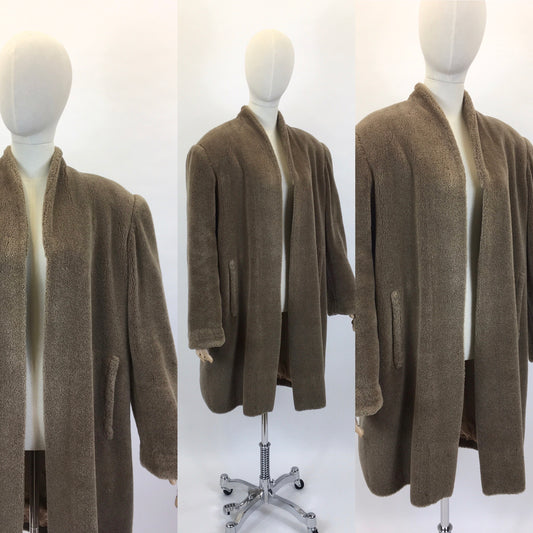 Original 1940’s Faux Fur Teddy Coat - With Classic 40’s Silhouette and Strong Shoulders