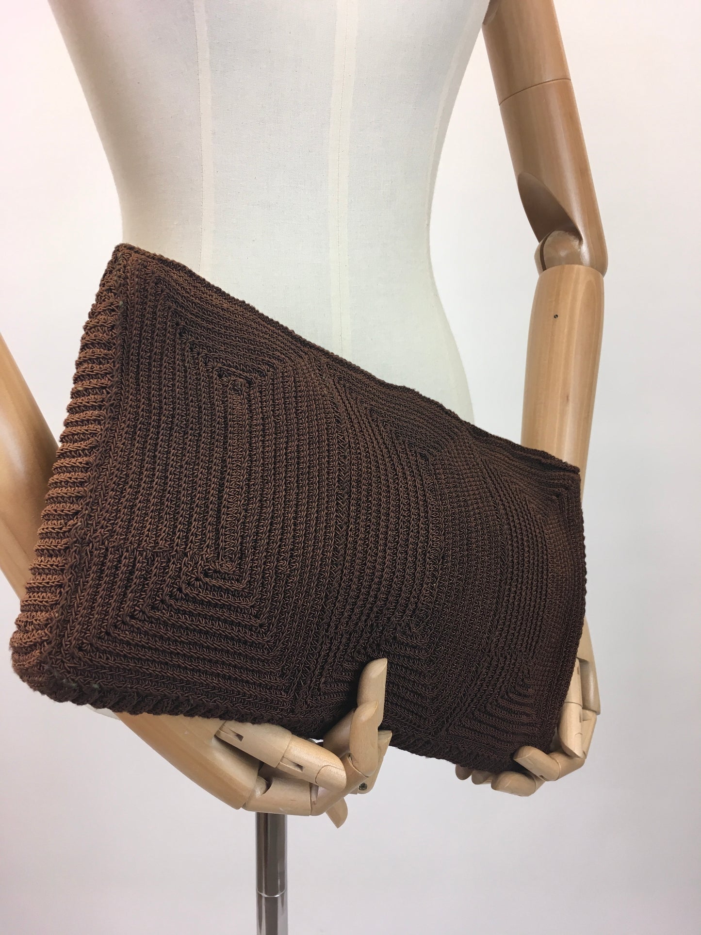 Original Beautiful 1940's Large Rectangular Clutch - In a Warming Brown Knit