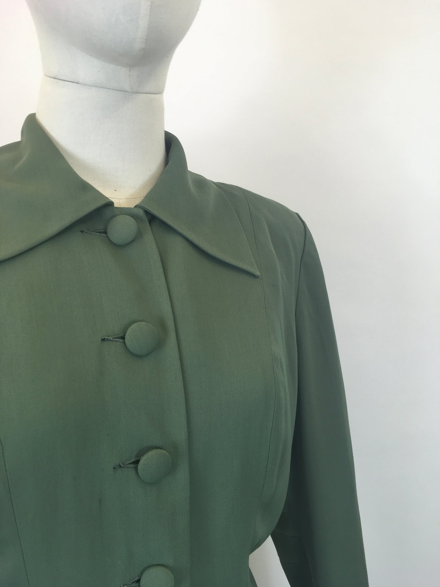 Original 1940's Fabulous 2pc Gabardine Suit - In A Soft Sage Green