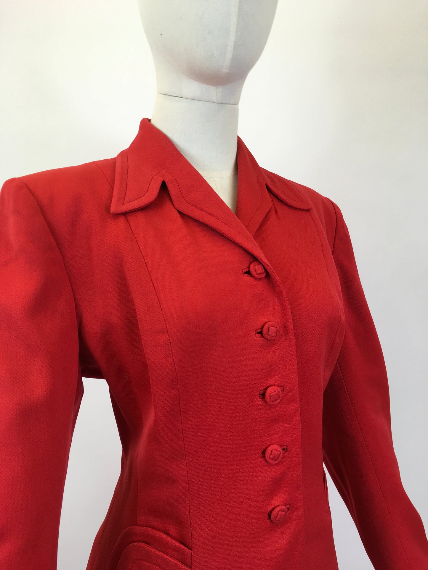 Original 1940's As Is Sublime 2 pc Suit - In Tomato Red