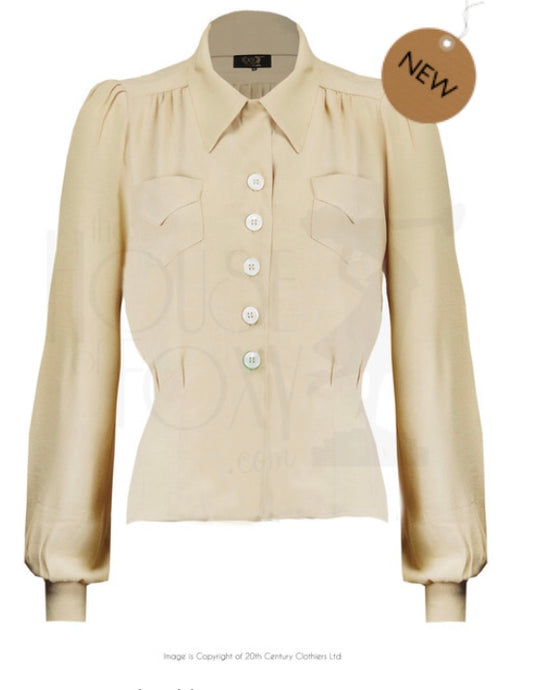House of Foxy 1940’s Sweetheart Blouse in Antique Cream