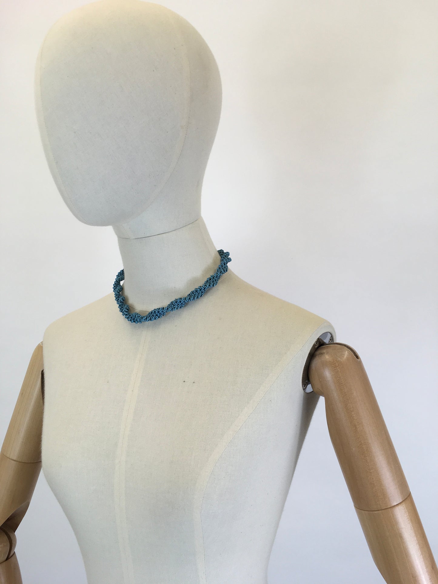 Original Late 1940’s Early 1950’s ‘ Scoobie Necklace - In a Soft Teal Telephone Wire