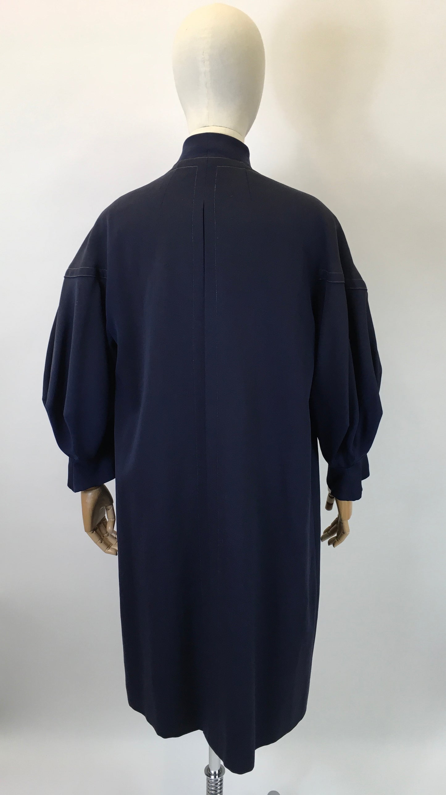 Original Late 1940’s Early 1950’s Stunning Navy Coat - With Phenomenal Bishop Sleeves